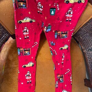 red Christmas-themed pajama pants
